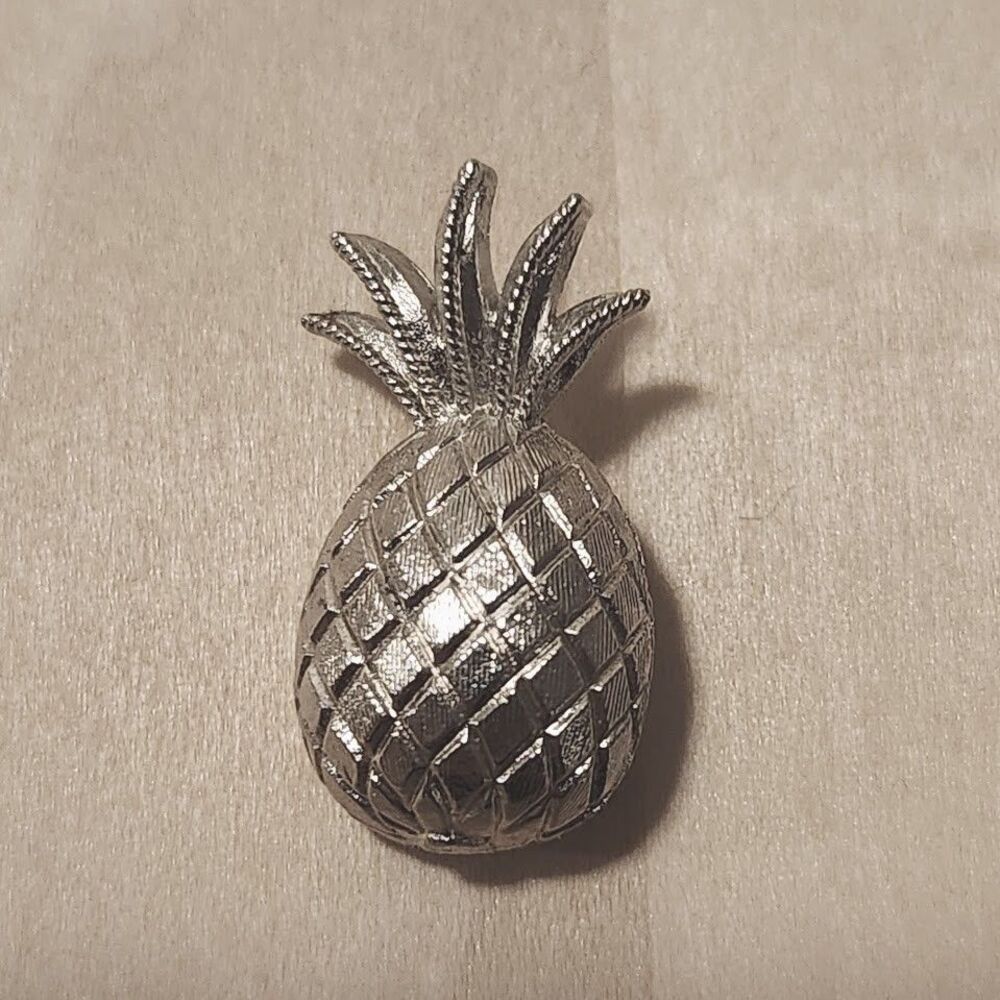 Trifari Pineapple Pin Silver Tone Textured Metal Brooch Modern